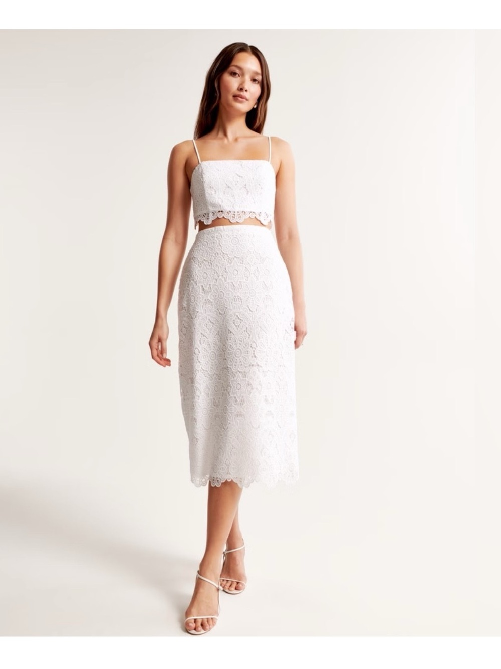 Abercrombie & Fitch White Lace Midi Skirt Set